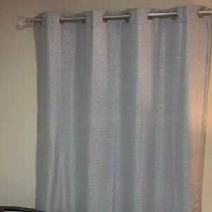 2 Pcs. Gray Metallic Curtain Window Panel 54" X 84" Light Filtering Grommet